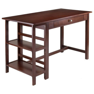 Pemberly Row Transitional Solid Wood Writing Desk in Antique Walnut