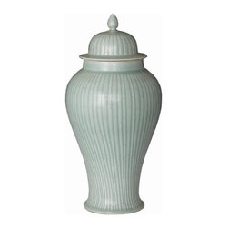 Belle & June - Celadon Temple Jar - Decorative Jars And Urns