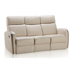 Argentina Light Beige/Brown Top Grain Leather Reclining Sofa - Sofas