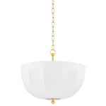 Mitzi - 1 Light Pendant, Aged Brass - Inspired by mid-century Danish design, Meshelle features a whimsical umbrella shape. Light flows both through the shade and softly glows around it. Aged Brass accents on the finials, chain detailing, and the floor lamp's pull chain, add a sophisticated touch to this usable fixture. Part of our Home Ec. x Mitzi Tastemakers collection.