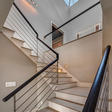 Contemporary Front Entry Renovation Wood Deck With Landscaped Zen Garden