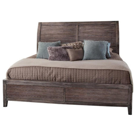 American Woodcrafters Aurora Weathered Gray Wood Queen Sleigh Bed