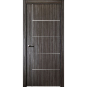 Modern Hinge Glass Door Frosted Semi Clear Line Design