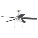Craftmade - Craftmade 52" Phaze 5 Ceiling Fan, Brushed Nickel/Silver - Modern and minimalist, the Phaze 52" features a sleek quintuple-blade design and LED lighting.