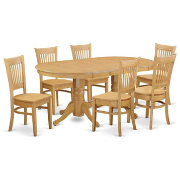 East West Furniture Vancouver 7-piece Wood Dining Table and Chairs in Oak