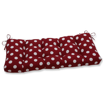 Polka Dot Red 44x18" Outdoor Tufted Bench/Swing Cushion