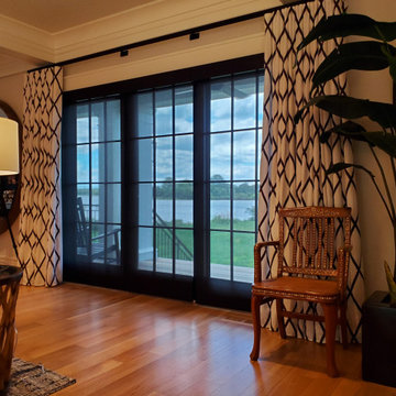 Chesapeake Bay Vacation Home - Lutron Motorized Roller Shades & Custom Draperies