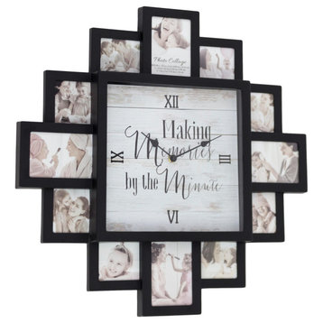 Black "Memories by the Minute" Picture Frame Collage Wall Clock