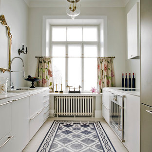 Tile Floor With White Cabinets Houzz