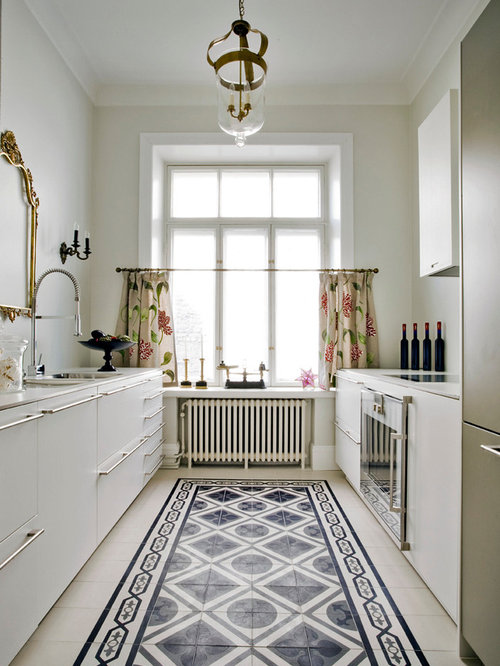 Tile Floor with White Cabinets | Houzz