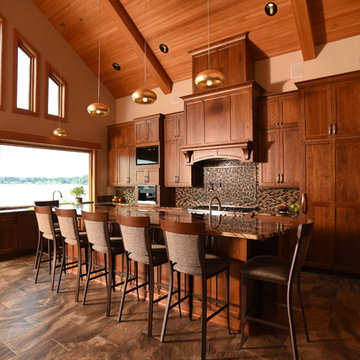 Traditional Rustic Kitchen Lake House