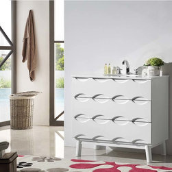 36 inch Solid Wood Sink Vanity With Artificial Stone Top - Bathroom Vanities And Sink Consoles