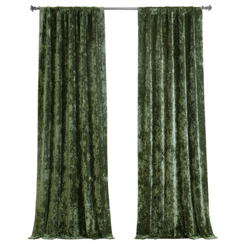 Lush Crush Velvet Window Curtain Single Panel, Emerald Green, 50w X 96l