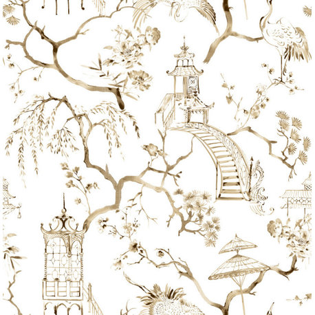 Serena Coffee Chinoiserie Wallpaper Bolt