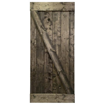 Stained Solid Pine Wood Sliding Barn Door, Espresso, 42"x84", Z Bar