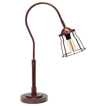 Elegant Designs Red Bronze Open Cage Table Lamp