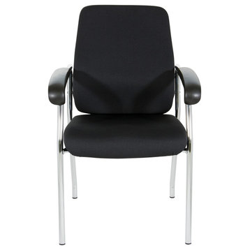 High Back Guest Chair With Chrome Frame, Coal Finish
