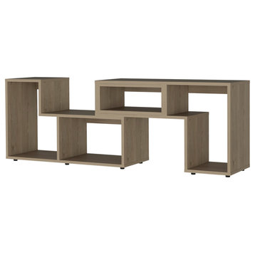 Harmony Extendable TV Stand with Multiple Shelves, Light Pine