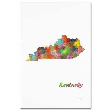 Marlene Watson 'Kentucky State Map-1' Canvas Art, 12"x19"