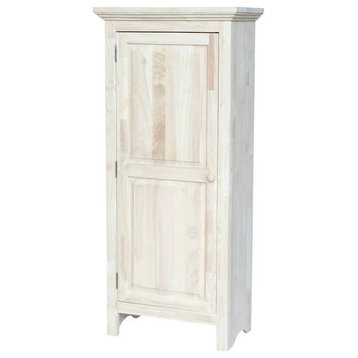 Traditional Storage Cabinet, Parawood Frame With Adjustable Shelves, Unfinished