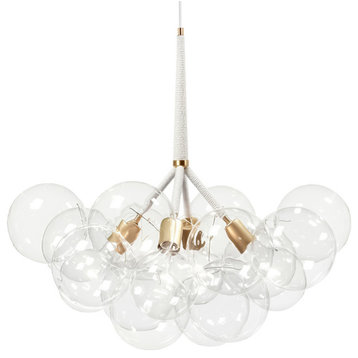 Contemporary Clear Glass Bubble Chandelier, White, 4 Lights