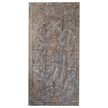 Consigned Vintage Fluting Ganesha Barn Door, Accent Wall Studio Decor