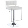 Coaster Upholstered Faux Leather Adjustable Bar Stool in White