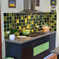 Royce Wood Handmade Tiles In situ - Kitchen Fixtures
