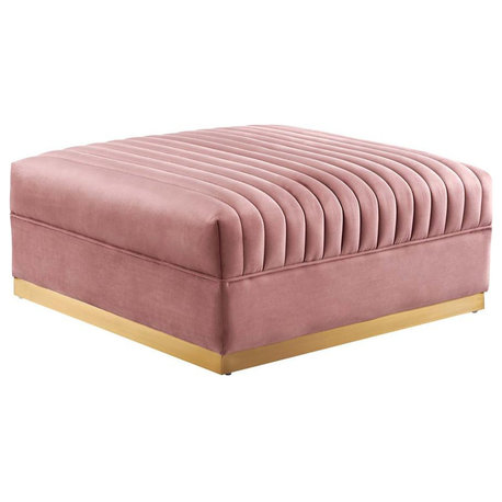 Sanguine Channel Tufted Performance Velvet Modular Sectional Sofa Ottoman