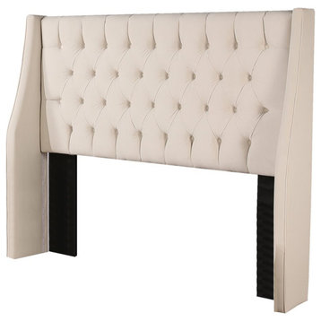 Cambridge Tufted Fabric Upholstered King/Cal. King Headboard in Ivory