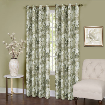Tranquil, Lined Grommet Window Curtain Panel, 50"x84", Green