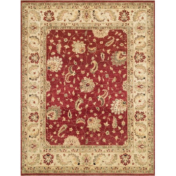 Hand Knotted Vegetable Dyed Wool Majestic Red/Ivory Area Rug, 2'x3'
