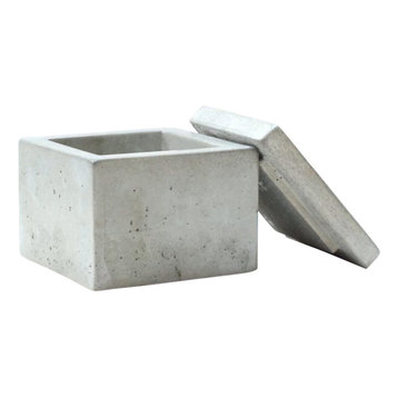 Concrete Q-Tip Holder, Natural Concrete