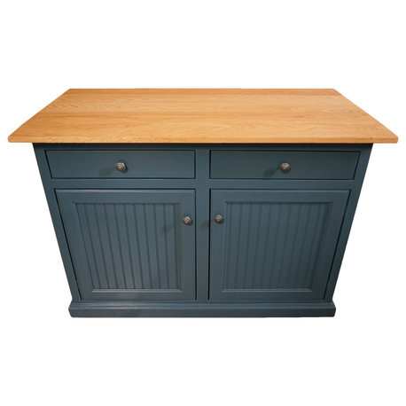 Eagle Furniture Coastal 51" Kitchen Island with Flip Top, Smokey Blue