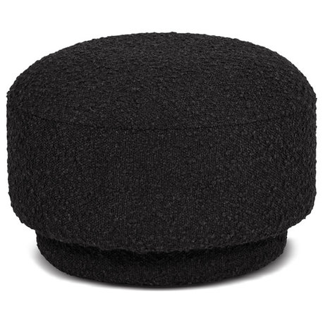 Fuji 15" Mushroom Footstool Ottoman, Ebony Black Boucle