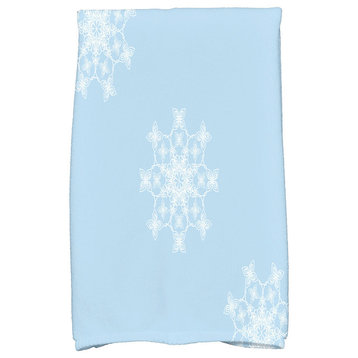 Falling Snow Holiday Geometric Print Kitchen Towel, Light Blue