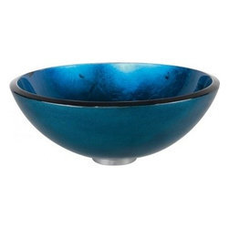 Kraus Irruption Blue Glass Vessel Sink With PU-MR Chrome GV-204 - Bathroom Sinks