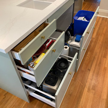 IKEA Kitchen with Custom White Oak and Sage Green Doors by Allstyle