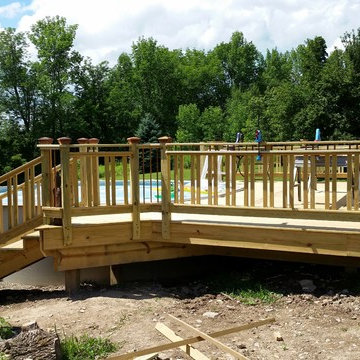 pool deck and landscaping
