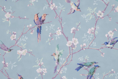 Bird and Blossom Wallpaper reproduced for Cardigan Castle, Wales
