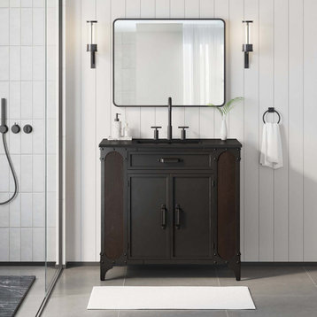Steamforge 36" Bathroom Vanity, Black Black