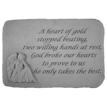 "A Heart Of Gold", With Sitting Angel Memorial Garden Stone