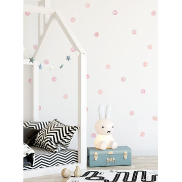 Watercolor Dots Vinyl Wall Stickers, Pink Coral