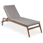 Meridian Furniture - Maui Water Resisting Fabric Upholstered Outdoor Patio Lounger, Gray - Make your outdoor oasis even more inviting with this Maui Grey Water Resistant Fabric Outdoor Patio Lounger. Crafted with an aluminum frame to resemble the timeless look of teak wood without the maintenance requirements, this contemporary piece can be used with or without cushions, offering both convenience and versatility. The cushions feature quick-dry foam inserts, and durable grey mesh covers that are water-resistant and resilient. With its contemporary resort look, this lounger adds sophistication to any patio, porch, or deck setting. Embrace the essence of outdoor comfort and style with this elegant addition - your perfect companion for leisurely moments outdoors.