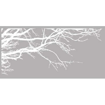 100"x44" Tree Top Branches Wall Decal Vinyl Sticker, Mattw White