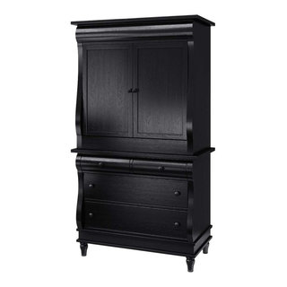 Midnight Empire Solid Wood Bombe Black Bedroom Armoire With Drawers -  Traditional - Armoires And Wardrobes - by Sierra Living Concepts Inc