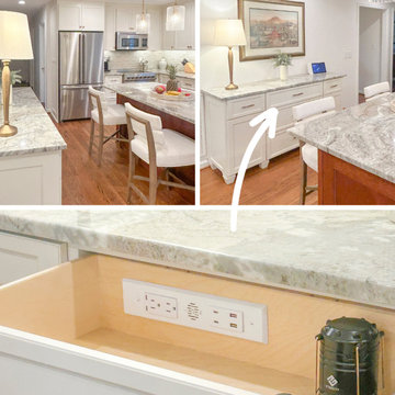 Traditional Kitchen Island with In-Drawer Charging Station