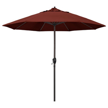 9' Bronze Auto-tilt Crank Lift Aluminum Umbrella, Sunbrella, Henna