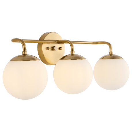 Louis Globe Metal/Frosted Glass Modern LED Vanity, 3-Light