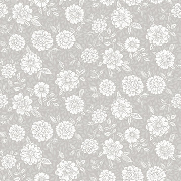4080-15909 Lizette Taupe Gray Charming Floral Country Non Woven Wallpaper
